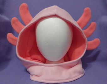 Pink Axolotl Fleece Hooded Cowl