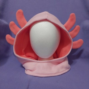 Pink Axolotl Fleece Hooded Cowl