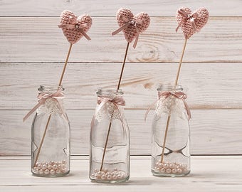 Baby Girl Shower Favors Table Decor Centerpieces Wedding Favor Bridal Shower Party Favors Birthday Decoration Pink Crochet Hearts Bouquet