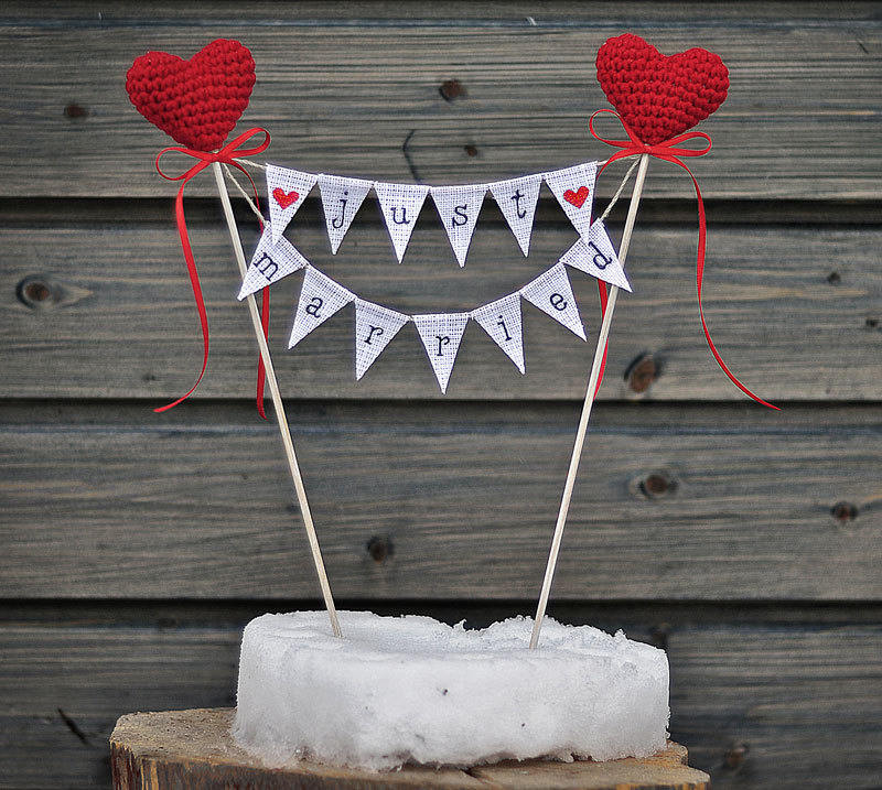 Wedding Cake Topper Cake Topper Just Married Rustic Wedding | Etsy