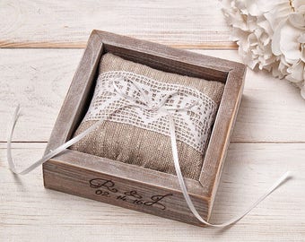 Ring Bearer Box Ring Box with Burlap Ring Pillow Proposal Ring Bearer Box Ring Bearer Pillow Wedding Ceremony Ring Holder for Bride & Groom