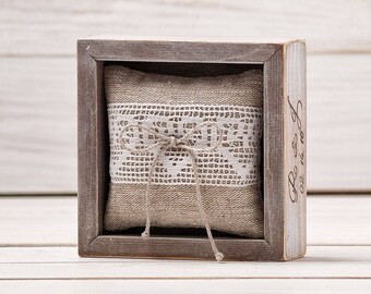 Wedding ring box Woodland wedding ring box Rustic wedding ring box Ring box&Burlap pillow Barn wedding ring box Personalized ring box pillow