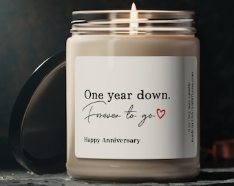 One Year Down Forever to Go Candle, First Wedding Anniversary Gift for Couple, Unique Happy Anniversary Heart Gift for Husband or Wife
