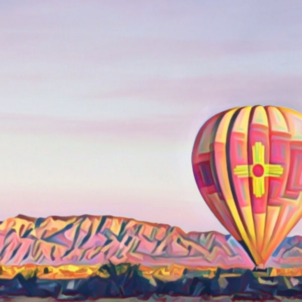 Hot Air Balloon Fine Art Print, Modern Abstract Painting Archival Giclee, Local Artist
