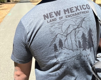 New Mexico Mountain T-Shirt, Soft Cozy Breathable Poly-cotton Wicking Modern Fit Shirt, Land of Enchantment, Take a Hike, Enjoy the Journey