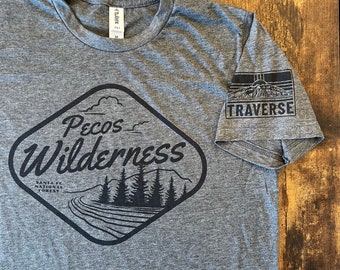 Pecos Wilderness T-shirt, Soft Cozy Breathable Modern Athletic Fit Lightweight durable Poly Blend New Mexico Mountains T-shirt, Shop Small