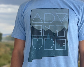 New Mexico Adventure T-Shirt, Soft Breathable Poly-cotton Wicking Modern Fit Shirt, Front & Back Design, Traverse Apparel