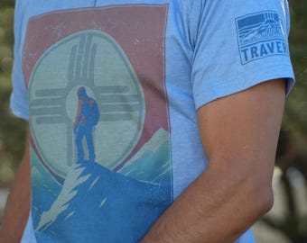 New Mexico Hiking Mountain T-Shirt, Soft Cozy Breathable Poly-Cotton Blend Wicking Modern Fit Shirt Land of Enchantment, Traverse New Mexico