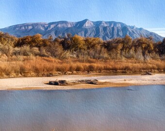Sandia Reflecting ( Albuquerque's Sandia scenic Mountains with desert land scape with a beautiful sunset )