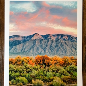 Sandia Fall Sunset: Sandia Mountians, Albuquerque, New Mexico Landscape Wall Decor, Autumn Miked Media Photography,