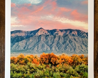 Sandia Fall Sunset: Sandia Mountians, Albuquerque, New Mexico Landscape Wall Decor, Autumn Miked Media Photography,