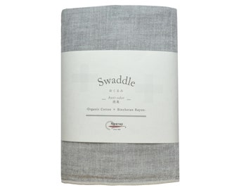 Nawrap Binchotan-Infused Organic Cotton Swaddle, Charcoal Gray and Ivory