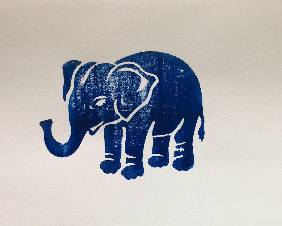 Large Elephant Stamp Etsy