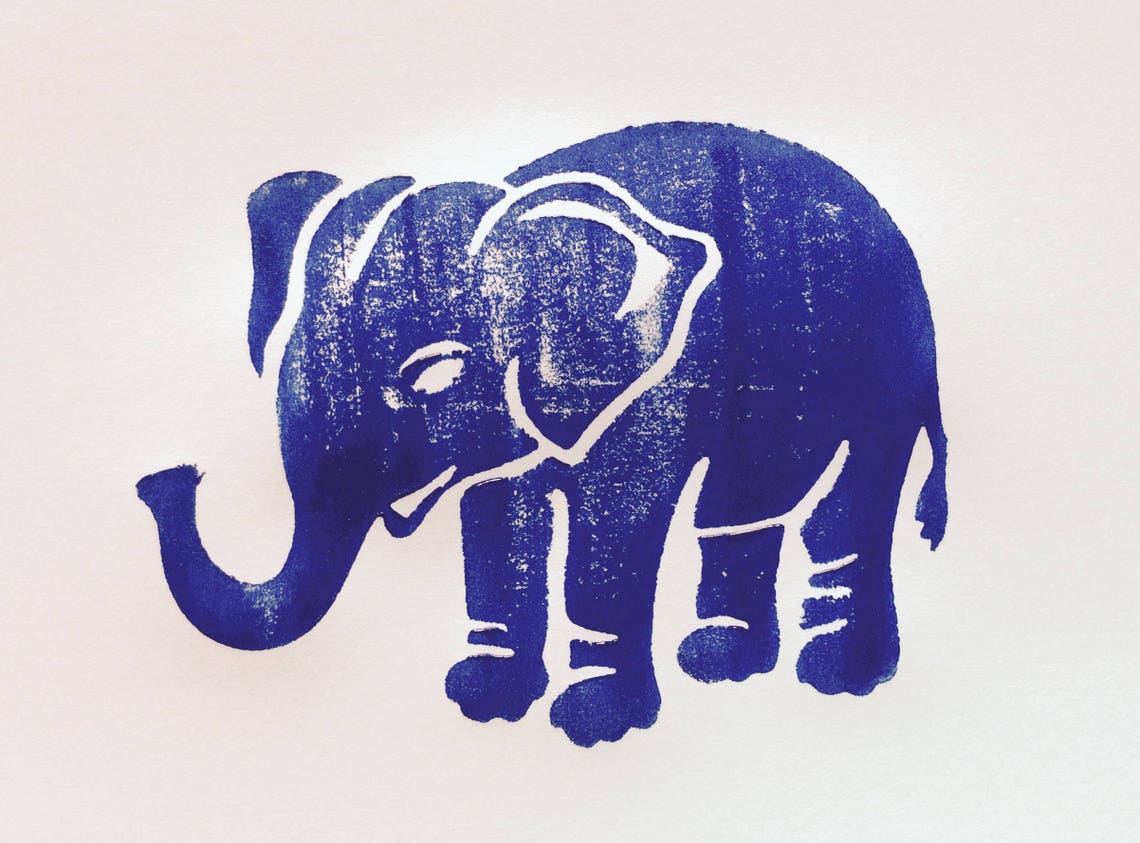 Large Elephant Stamp Etsy