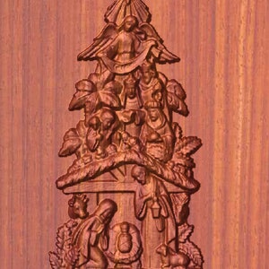 3D Christmas Nativity Tree STL File | Holy Family in Tree Silhouette | Digital Download for 3D Printing & CNC Relief Carving