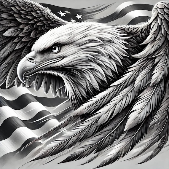 Eagle and American Flag Laser Engraving Design (PNG File) - Etsy