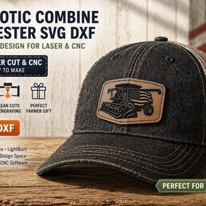 Patriotic Combine SVG DXF, Farmer American Flag Design, Hat Patch Laser CNC File
