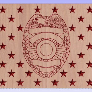 Bandeira da União com Distintivo da Polícia SVG | Bandeira Americana da União com Linha Azul Fina | Download Digital para Projetos de Gravação a Laser, CNC, Cricut e Vinil