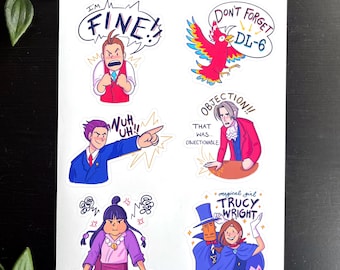 Ace Attorney Vinyl Sticker Sheet – Weatherproof Journal Stickers