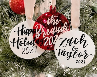 Handwritten Acrylic Christmas Ornament | Personalized Family Holiday Decoration