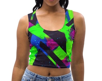 Neon Fracture 2 (Rave Crop Top, Rave Crop Shirt, Festival Outfit)