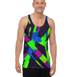 Neon Fracture 2 Unisex Tank Top, Rave Top, Festival Outfit