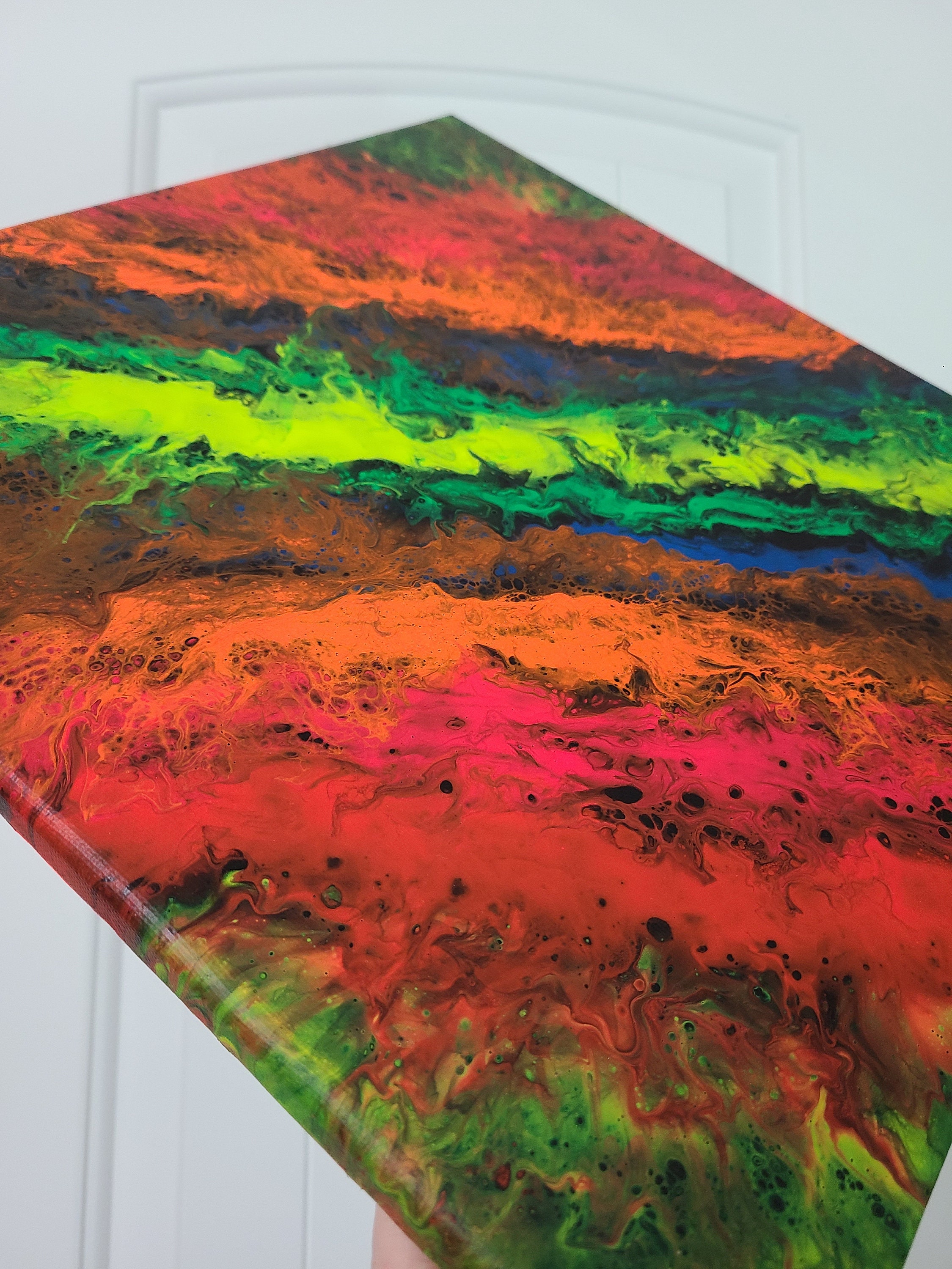 Neon Canvas Painting Acrylic Fluid Painting Abstract Wall Etsy UK