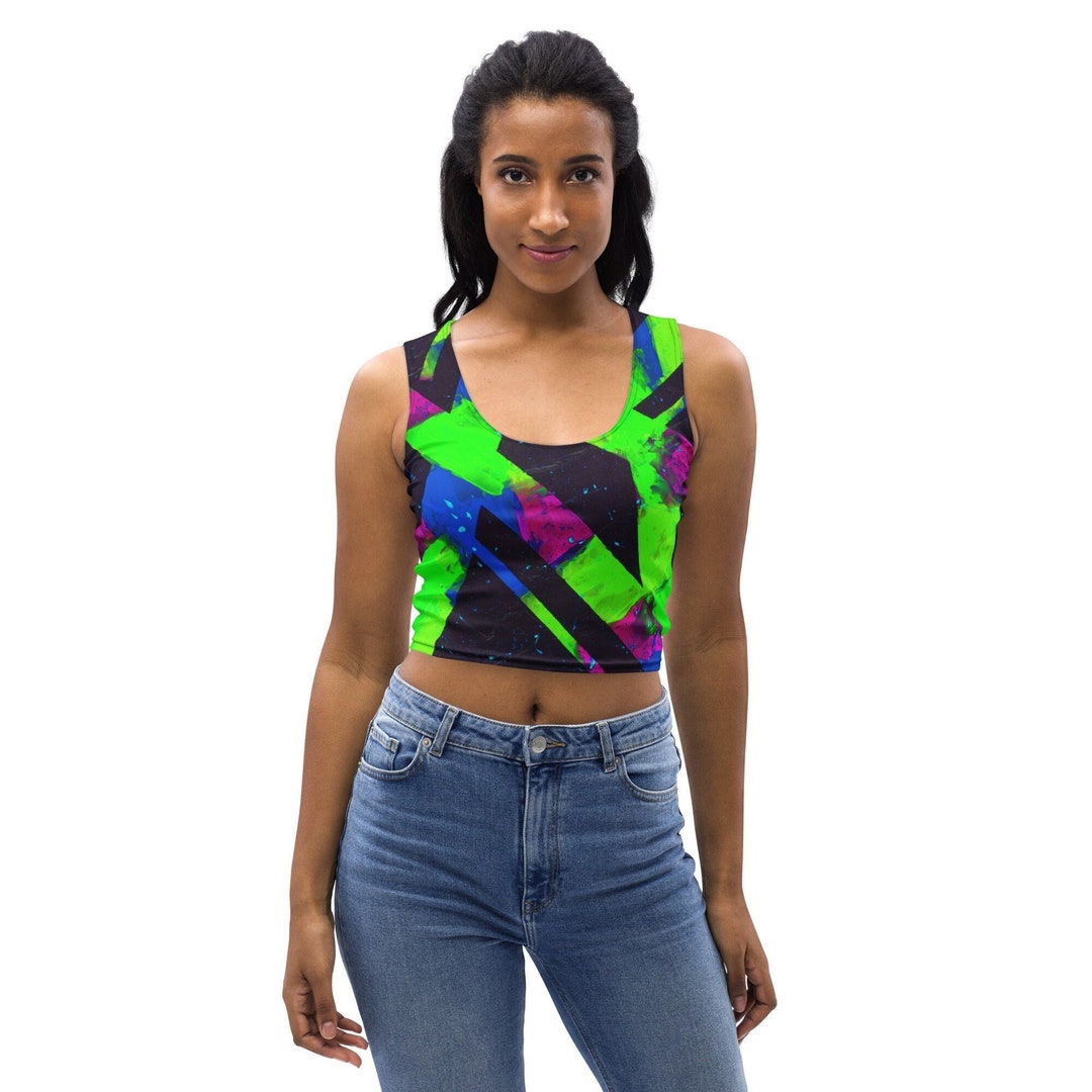 Neon Fracture Crop Top, Rave Festival Outfit - Etsy