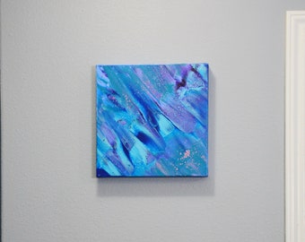 Blue Abstract Painting | Original Wall Decor | Contemporary Art | 12 x 12 in. Canvas