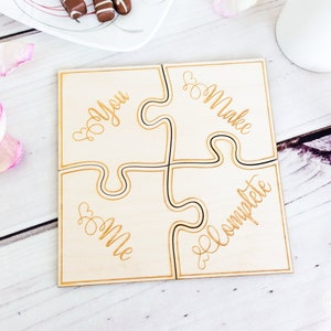 Personalized Jigsaw Puzzle Coaster Set, Custom family set, anniversary gift puzzle piece placemat