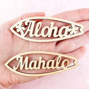 Aloha Surfboard Wood Cutout, Mahalo surfboard wood cutouts