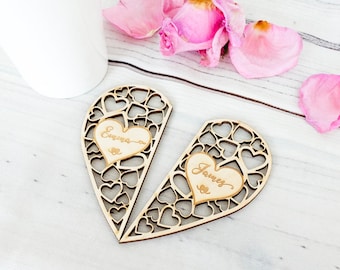 Posavasos personalizados con forma de corazón, juego de posavasos de madera personalizados, juego de posavasos para bodas, regalo de aniversario
