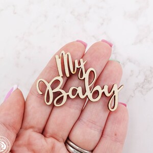 Découpes en bois de mon bébé, mots en bois de mon bébé, embellissements en bois découpés au laser pour le scrapbooking et l'artisanat, LMBC0001W