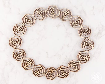 Floral Wood Frame, Vintage Roses Wood Cut Out, Oval Frame cutout for crafting, LRFS301W