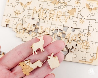 Personalized Christmas Jigsaw Puzzle, Whimsical Wooden Puzzle for Adults, Custom holiday wood puzzle