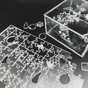 Personalized Christmas Jigsaw Puzzle, Whimsical Clear Acrylic Puzzle for Adults, impossible clear jigsaw puzzle