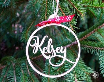 Personalized Name Christmas Ornament, Custom Name Christmas Wood Ornament cutout