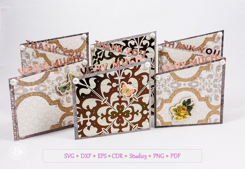Download Thank You Z fold Card SVG bundle Thank You Boxed Card SVG ...