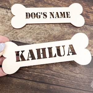 Personalized Dog Name Sign, Wood Dog Name Plate, Dog Name Plaque, Custom Dog Bone shape sign
