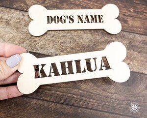 Plaque Nominative En Bois En Forme D'Os Pour Chien - Personnalisable Avec Le Nom - Décoration Pour Niche, Cage Ou Mur