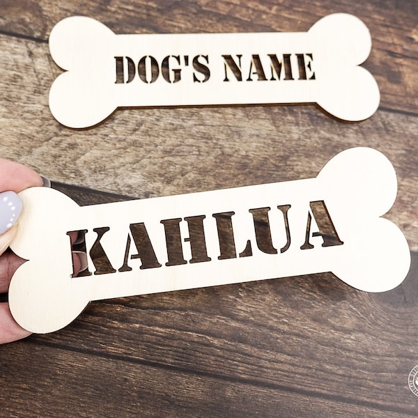 Personalized Dog Name Sign, Wood Dog Name Plate, Dog Name Plaque, Custom Dog Bone shape sign