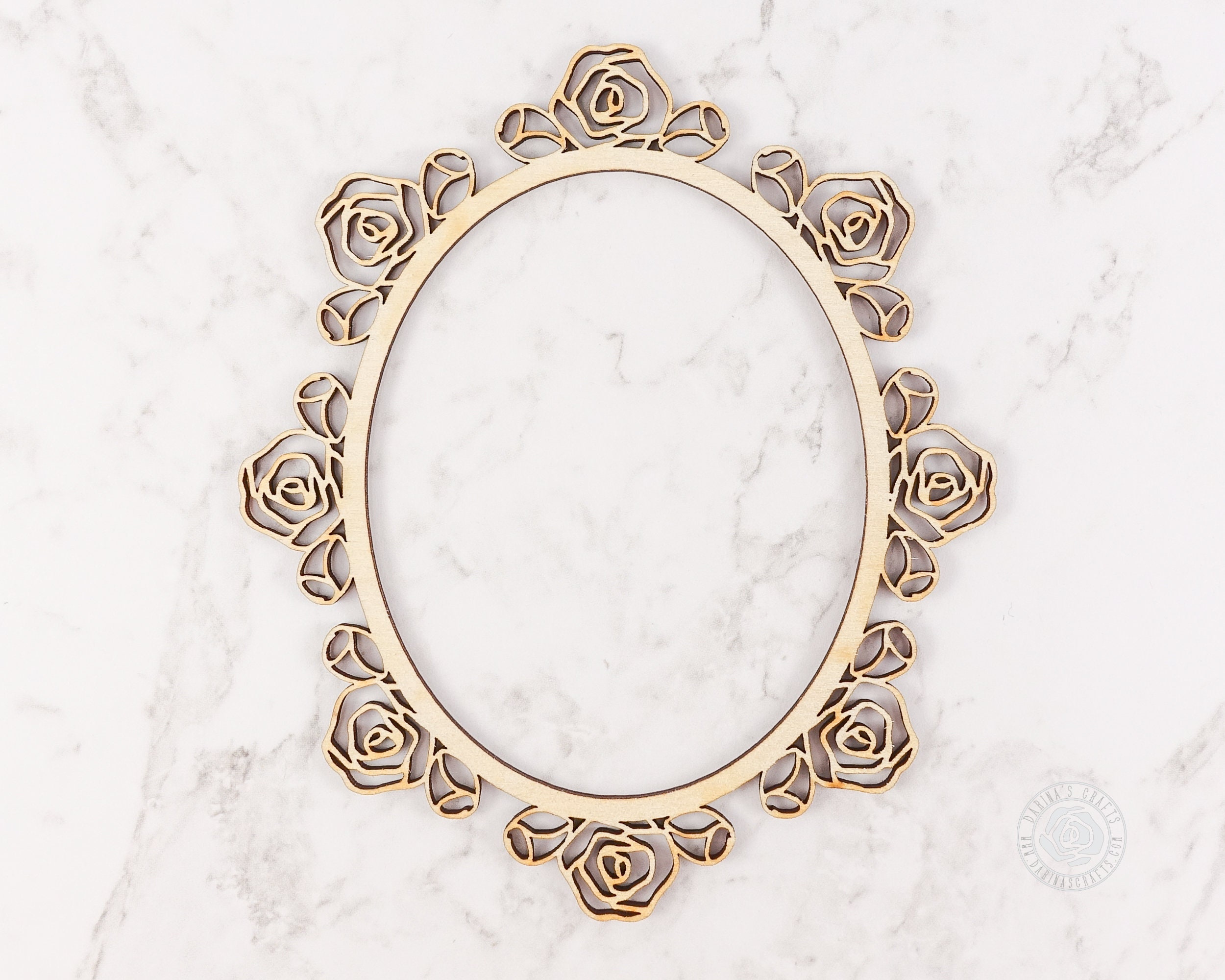 Wooden Roses Frame Floral Wood Frame, Vintage Roses Wood Cut Out, Oval Frame Cutout ...