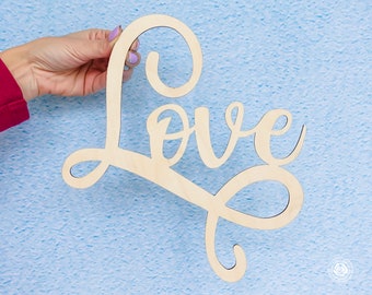 Wood Love Sign, Love wood word cutout, Love wedding decor