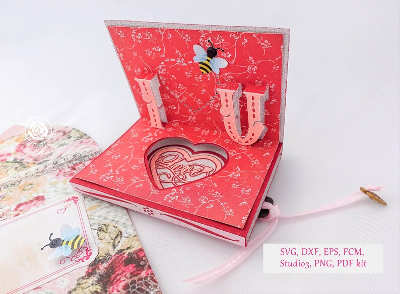 Download Bee Mine Valentine Card SVG kit Pop up Valentine card SVG ...