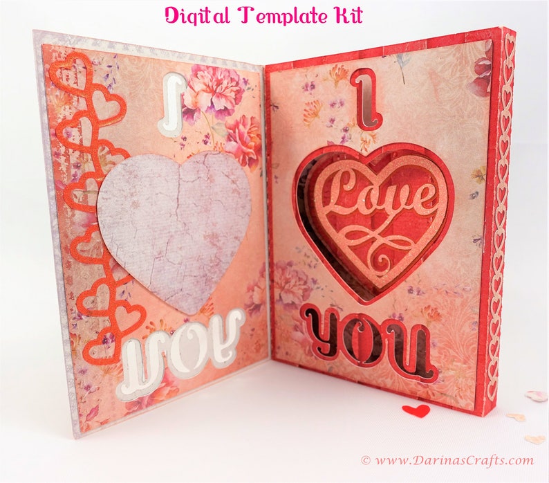 Download I Love You Pop Up Card SVG kit 3D Valentines Day Card SVG ...