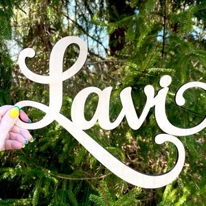 Custom Wood Word Sign, Personalized wood word cutout, Wooden Name, Cursive Word, Room Decoration