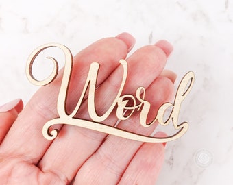 Custom Wood Word Sign, Small Personalized wood word cutout, Wooden Name, Cursive Word, Embellishments for crafting