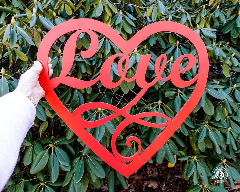 Love Wood Sign Love Script Word Wooden Love Heart Cutout | Etsy
