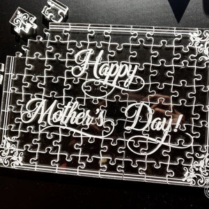Personalized Clear Jigsaw Puzzles, Custom Acrylic Puzzle for adults, Engraved Mother&#39;s Day Puzzle