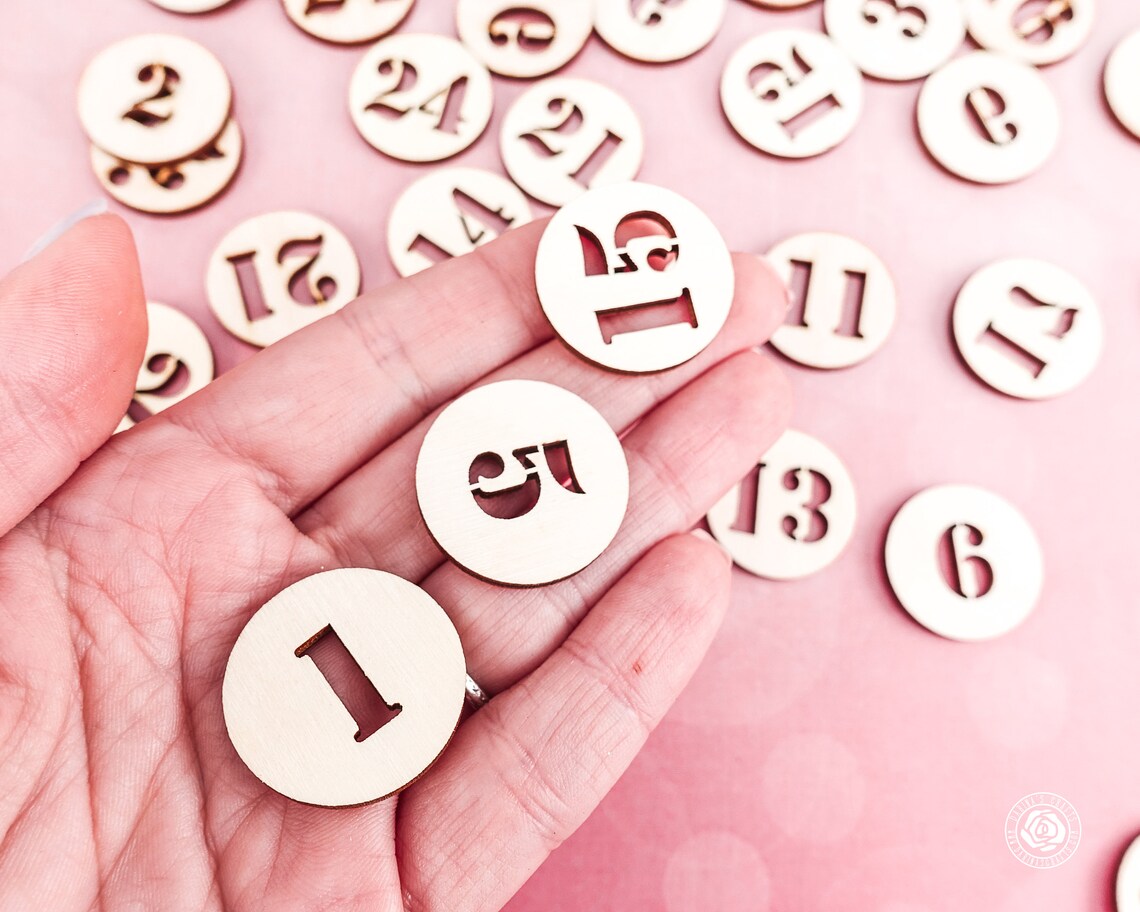 Wood Advent Calendar Numbers Wooden Advent Number Tags Etsy